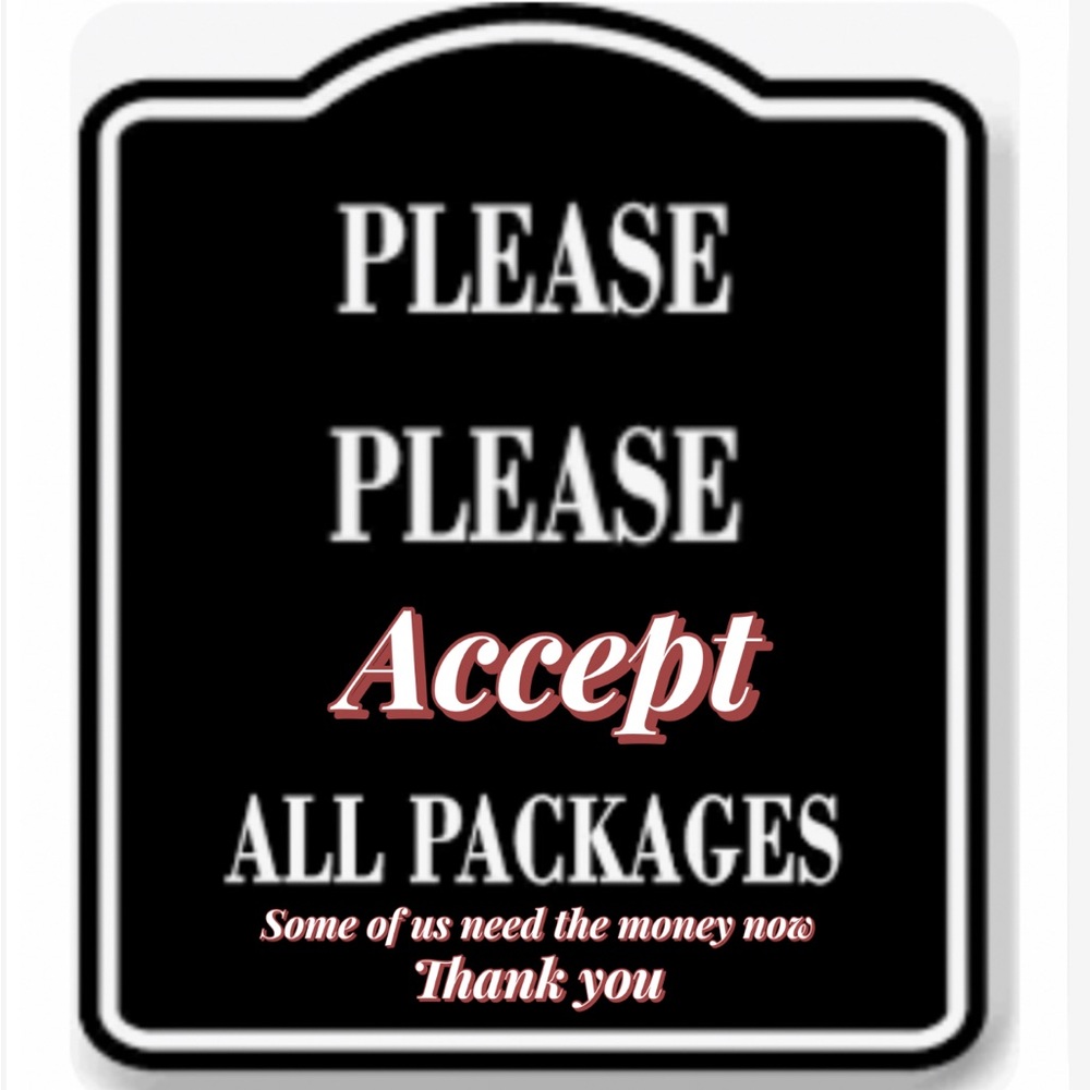 Black and White Accept Packages Sign